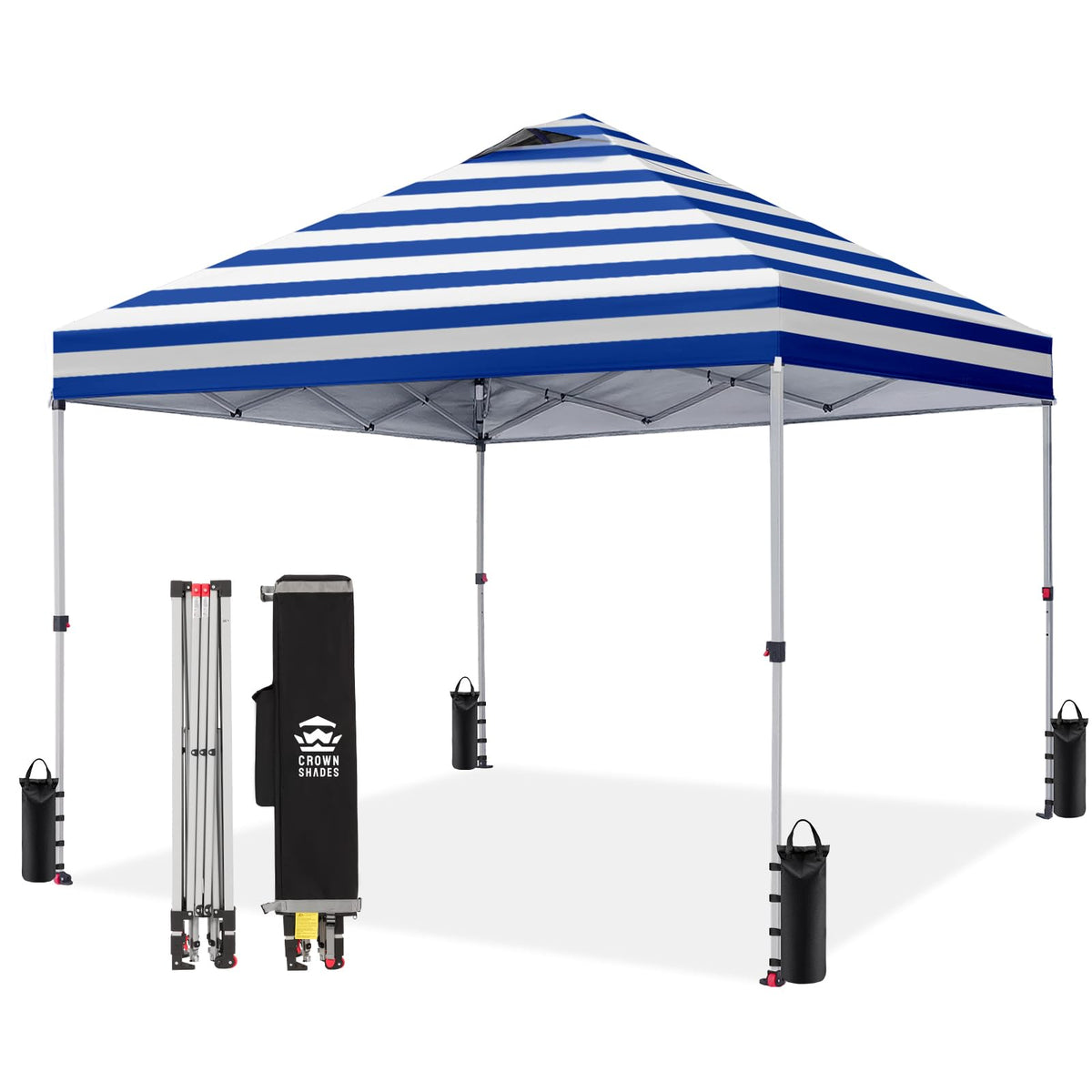 CROWN SHADES 10x10 Pop Up Canopy Tent with One Push Setup, Blue Father Jim Norris notebooks