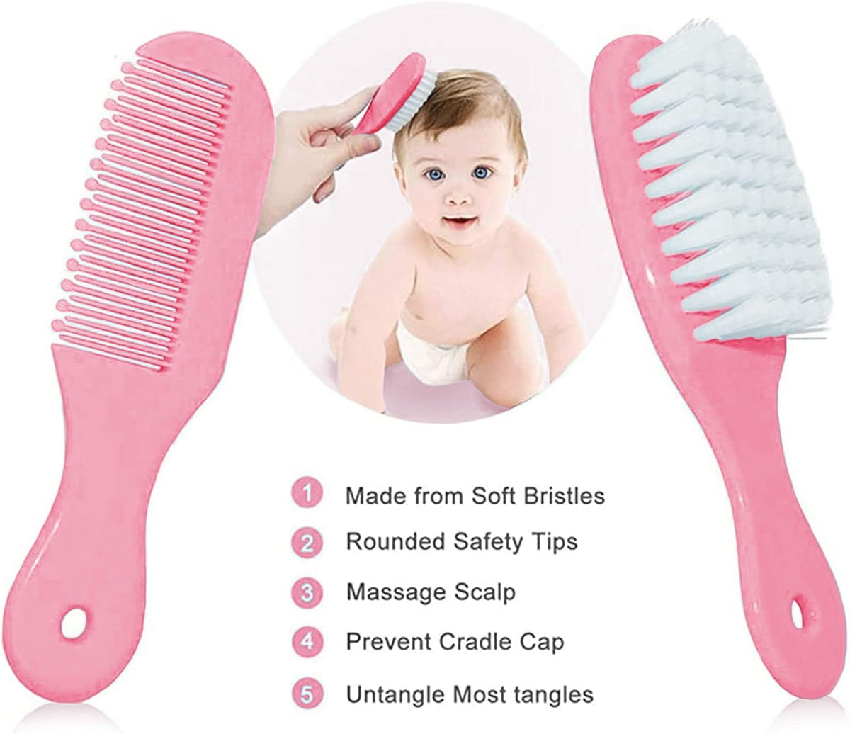 Baby Grooming Kit, Infant Safety Care Set with Hair Brush Comb Nail Clipper Nasal Aspirator,Baby Essentials Kit for Newborn Girls Boys (Grey White)