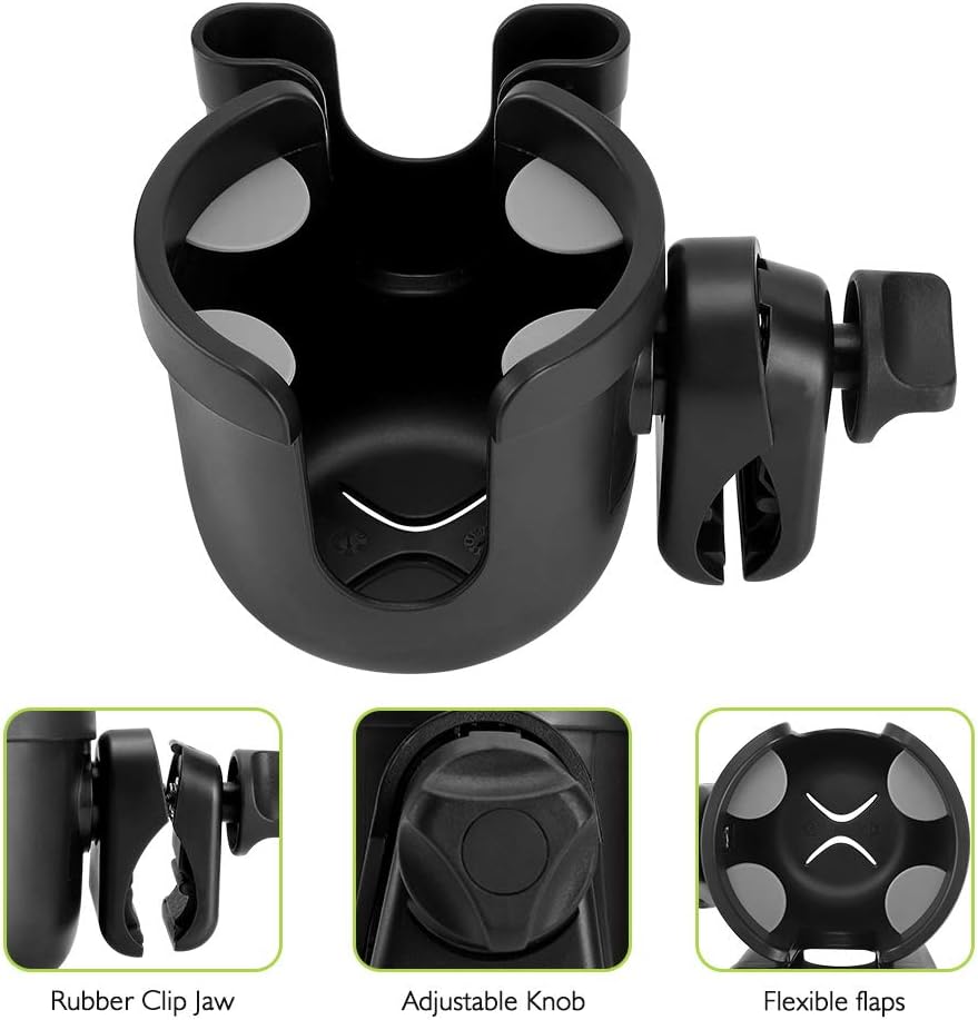 Accmor Stroller Cup Holder with Phone Holder, Bike Cup Holder, Walker Scooter Wheelchair Cup Holder Attachment, Universal Cup Holder for Uppababy Graco Strollers