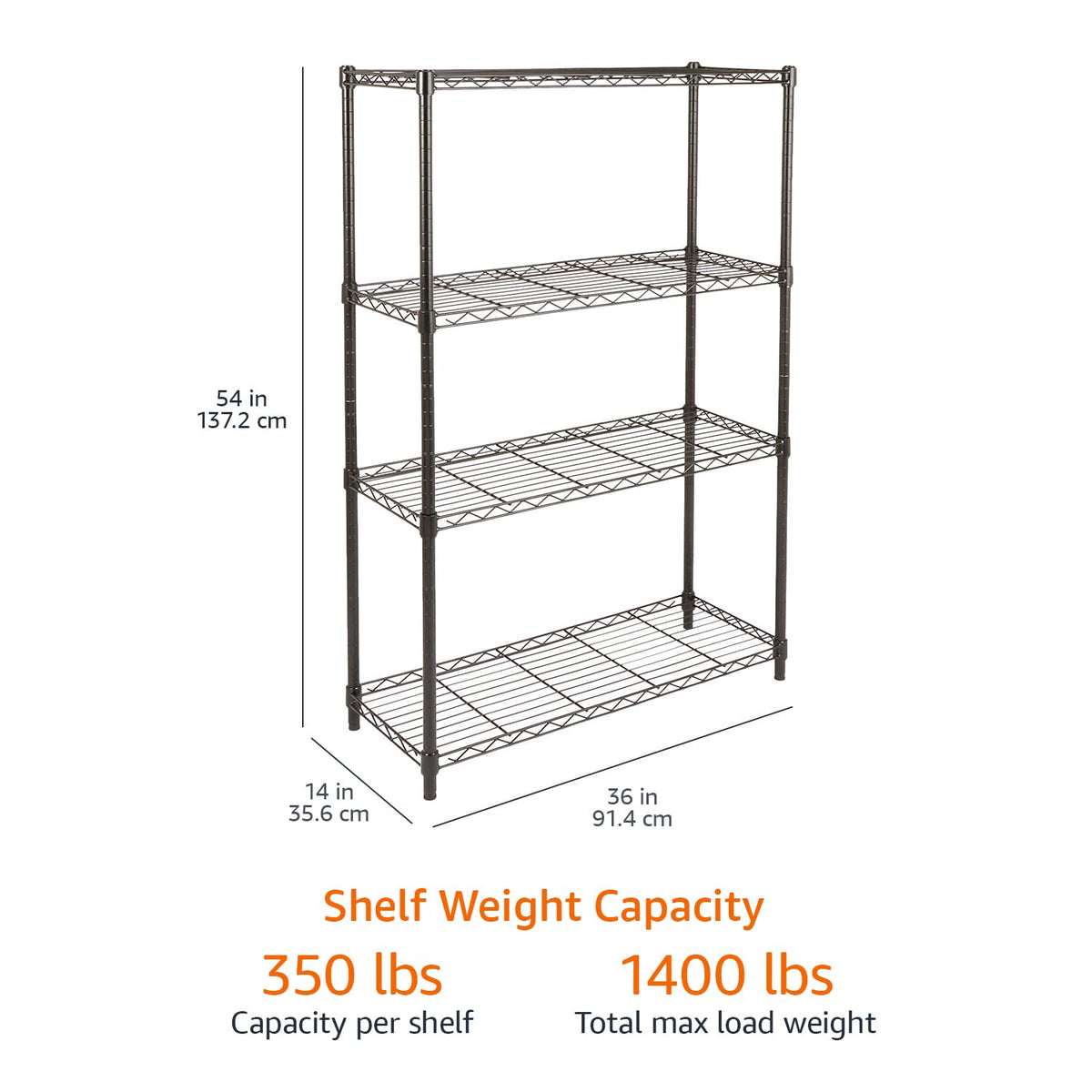 Amazon Basics 5-Shelf Adjustable Heavy Duty Steel Wire Storage Shelves for Garage