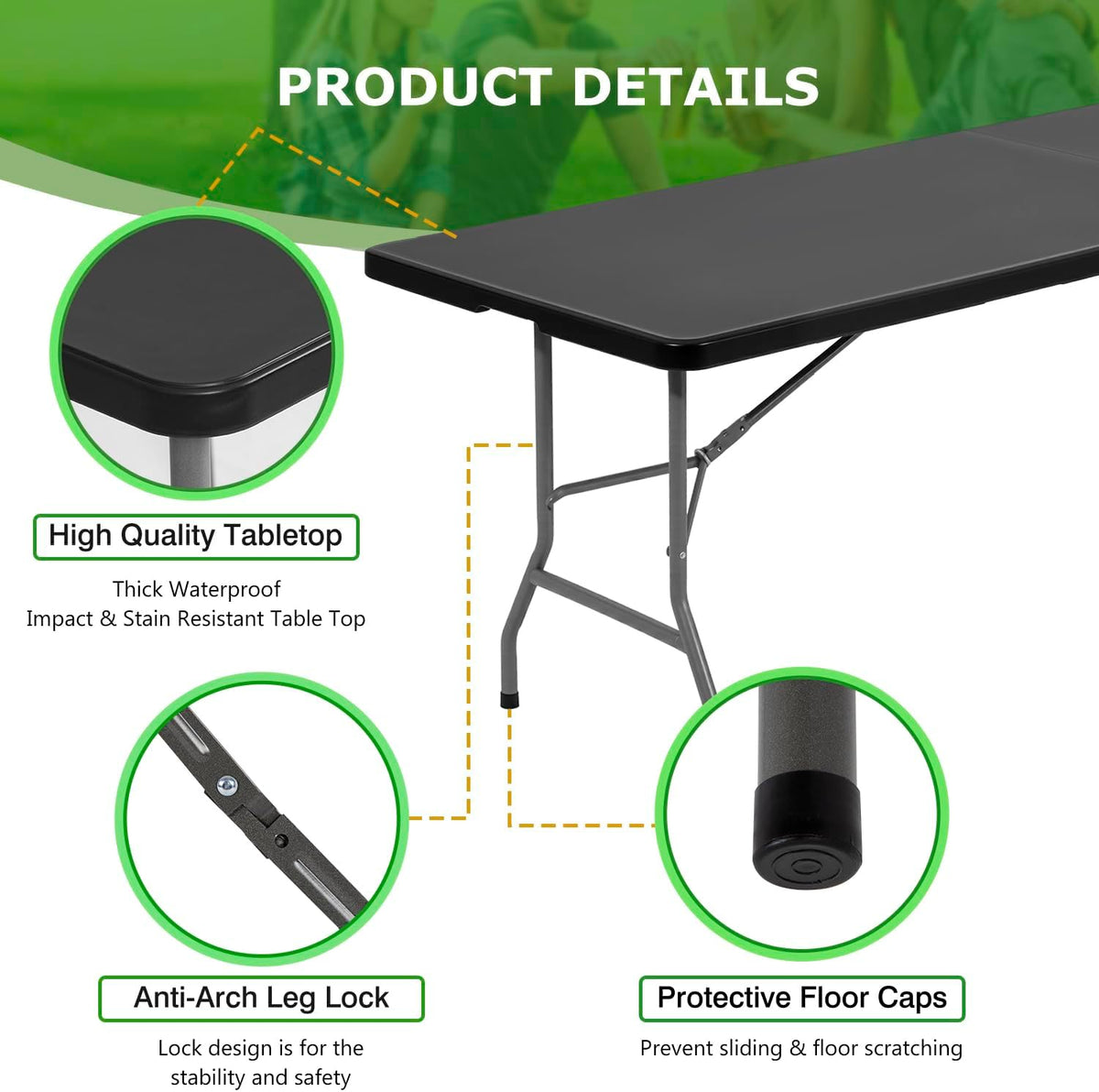 BestOffice | 6FT Folding Table | Black | Portable Plastic Table Father Jim Norris notebooks