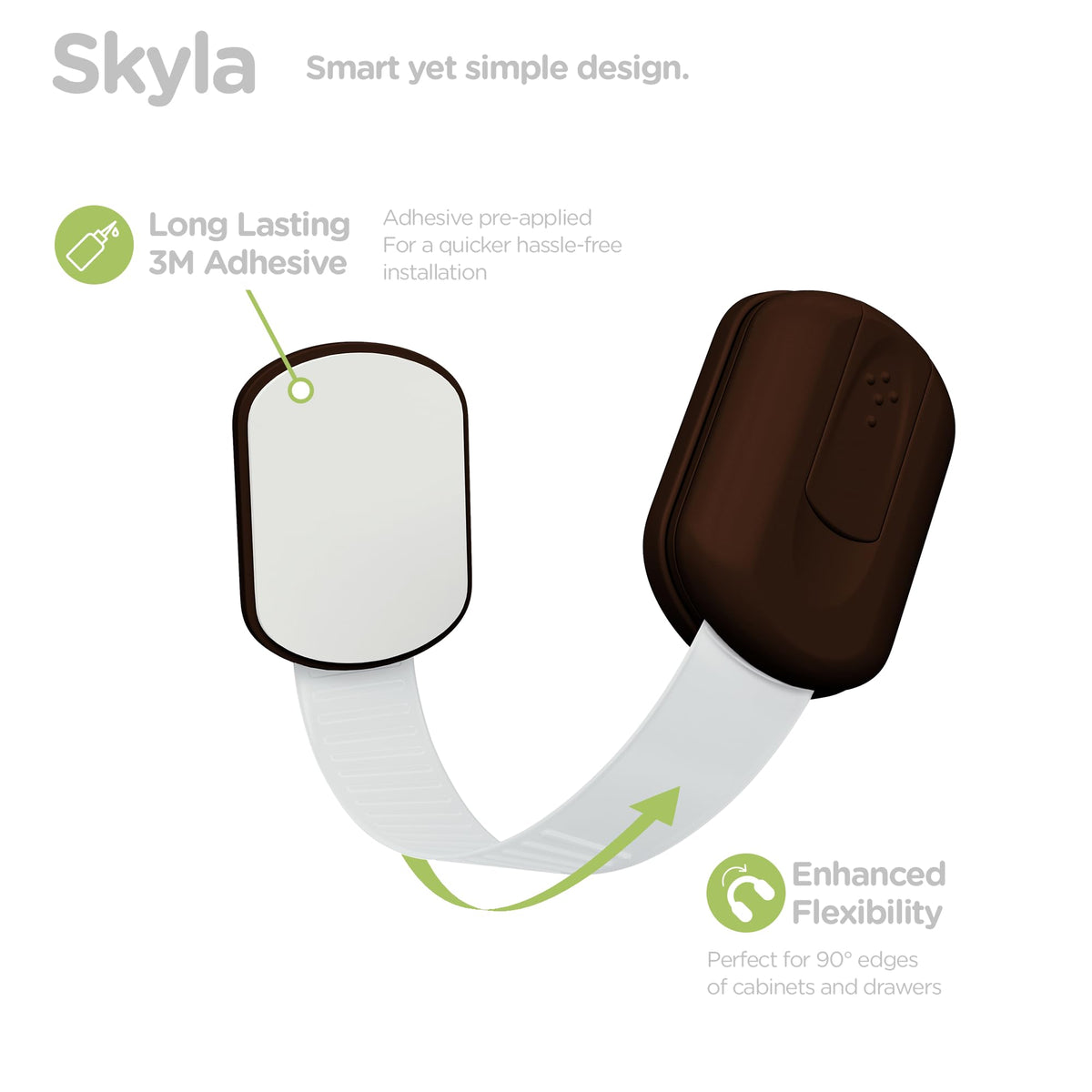 SKYLA HOMES Cabinet Strap Locks for Baby Proofing, 8 Pack, White