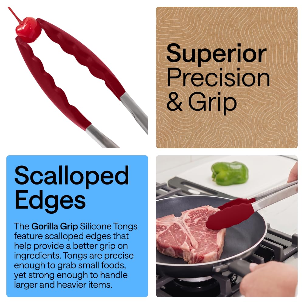 GORILLA GRIP Stainless Steel Kitchen Tongs for Cooking, 2 PK, Turquoise Father Jim Norris notebooks