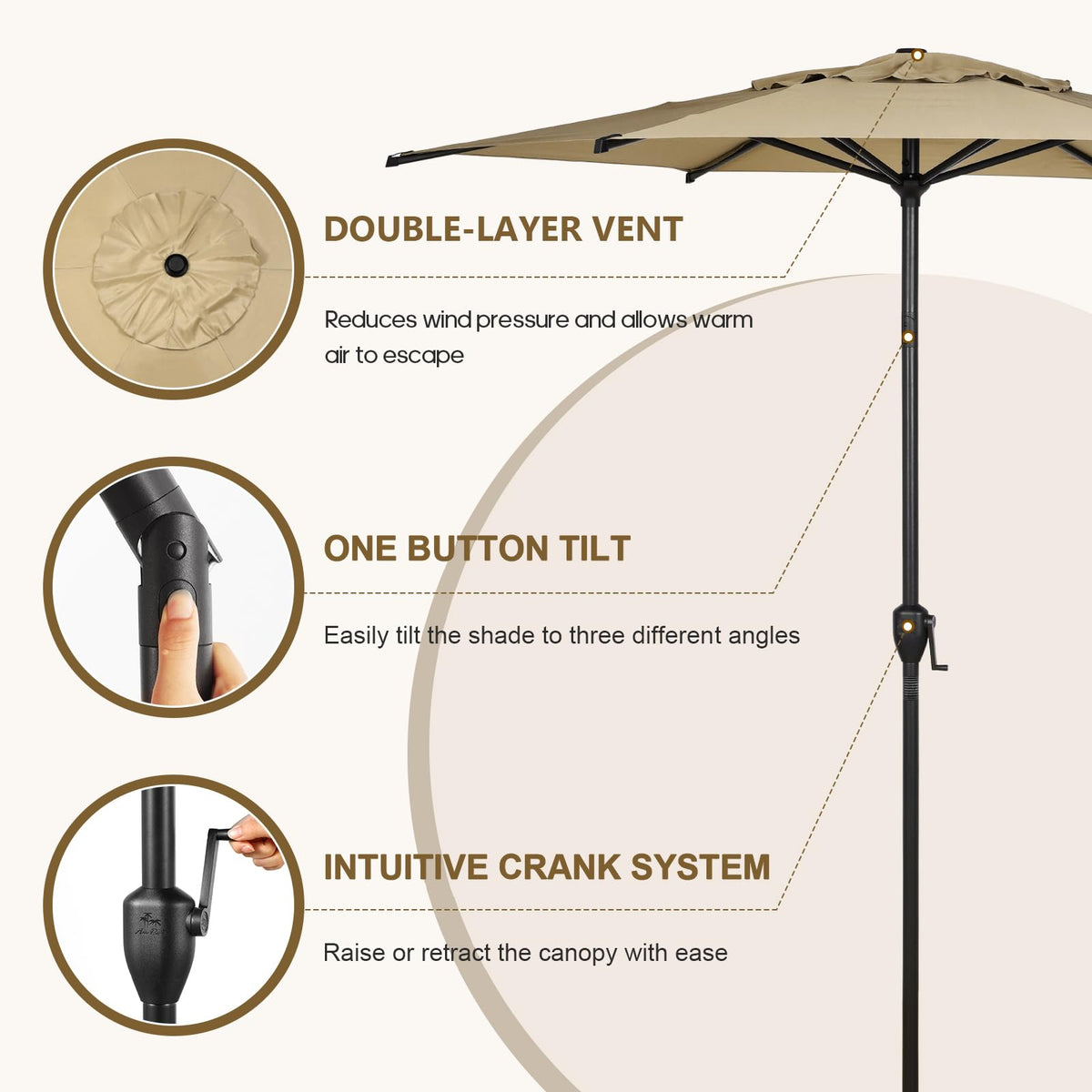 Abba Patio 7.5FT Lyon Outdoor Patio Umbrella Outdoor Table Umbrella with Push Button Tilt and Crank Market Umbrella 6 Sturdy Ribs UV Protection Waterproof for Garden Deck Backyard Pool Grey Father Jim Norris notebooks