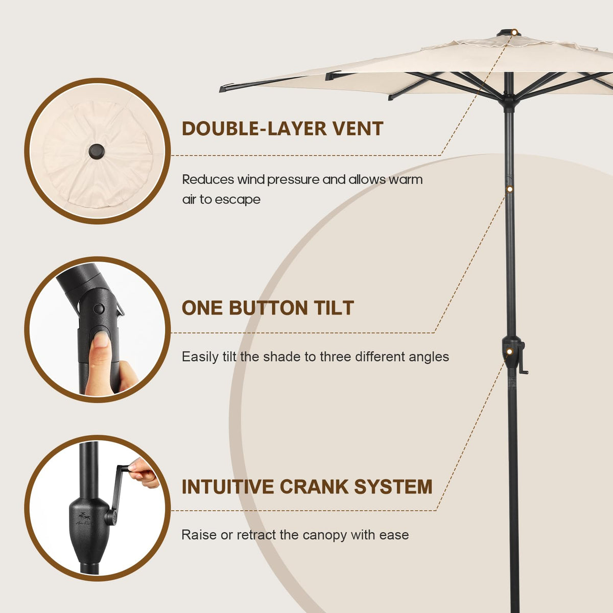 Abba Patio 7.5FT Lyon Outdoor Patio Umbrella Outdoor Table Umbrella with Push Button Tilt and Crank Market Umbrella 6 Sturdy Ribs UV Protection Waterproof for Garden Deck Backyard Pool Grey Father Jim Norris notebooks