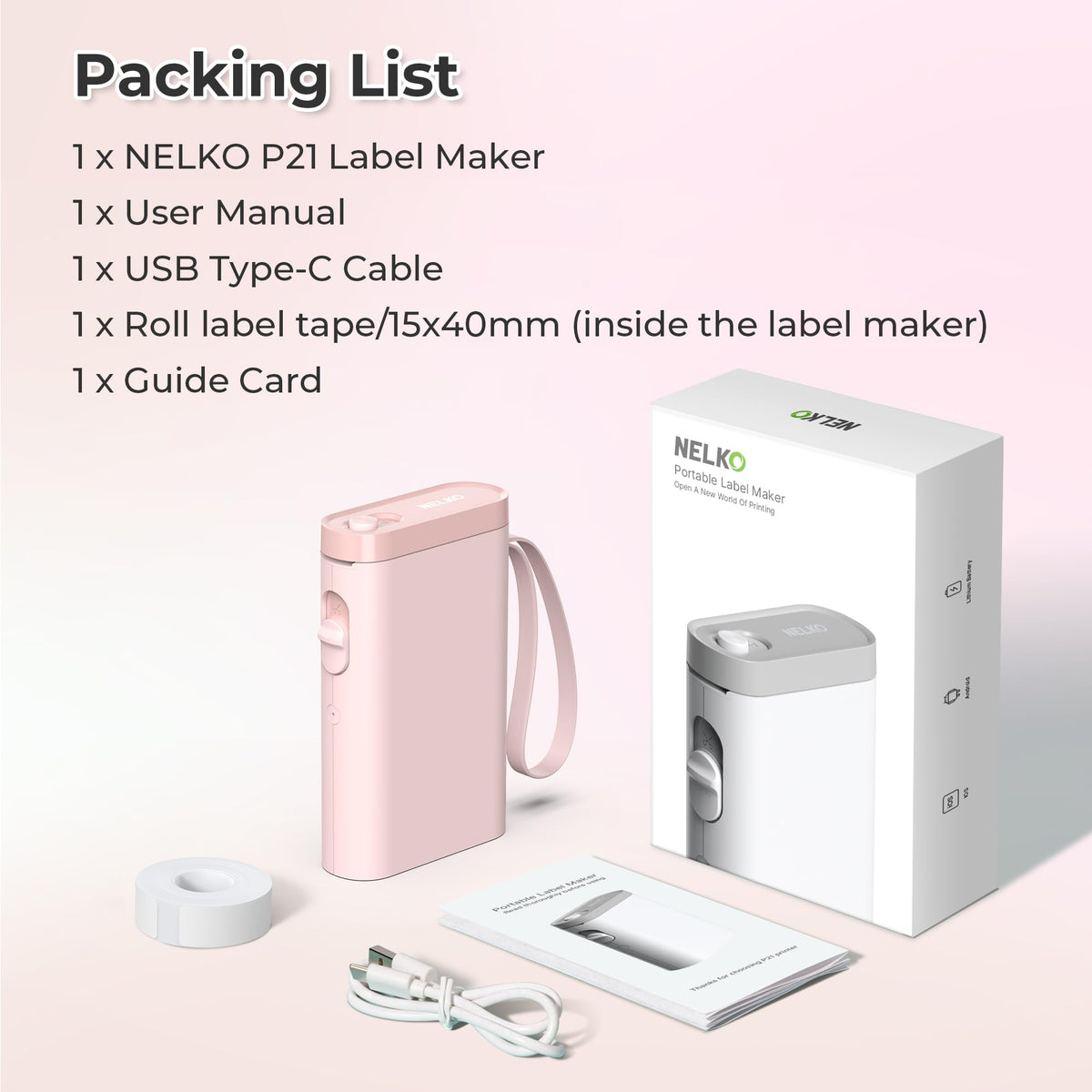 Nelko P21 Label Maker Machine with Tape, Bluetooth Label Printer, White Father Jim Norris notebooks