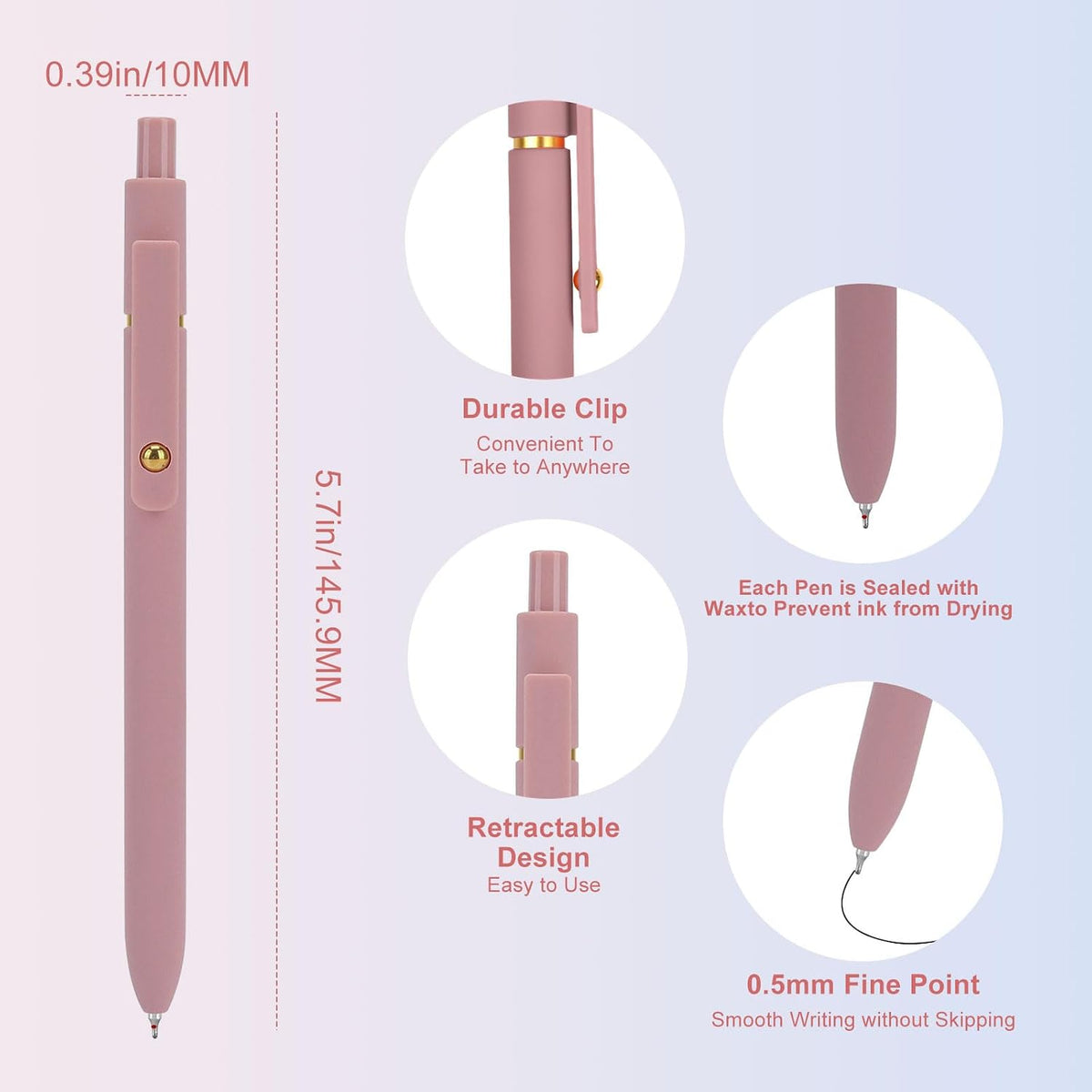 Ddaowanx Gel Pens,6 Pcs 0.5mm Retractable Quick Dry Black Ink Pens Father Jim Norris notebooks