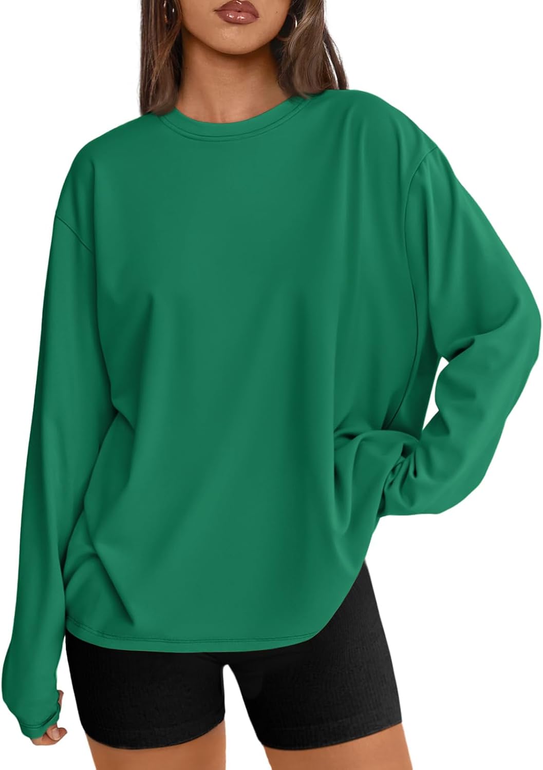 Trendy Queen Womens Oversized Long Sleeve Shirts Fall Tops 2026 Basic Tee