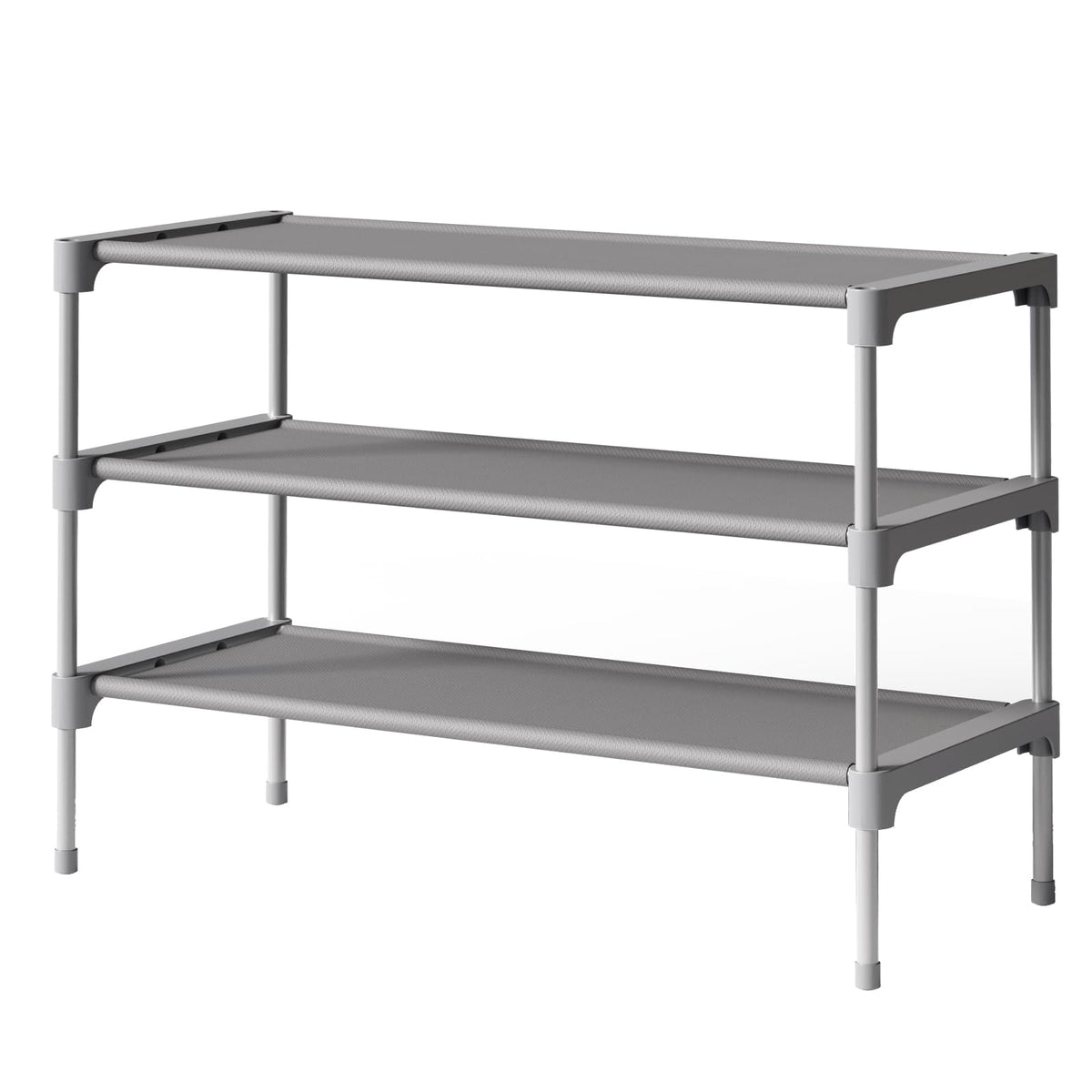 Kitsure Shoe Rack - Non-Woven Shoe Rack Shelf, Shoe Organizer for Closet, Entryway, Garage & Corridor, Stackable Shoe Shelves, 27.5" Wide - 2 Tier, Black