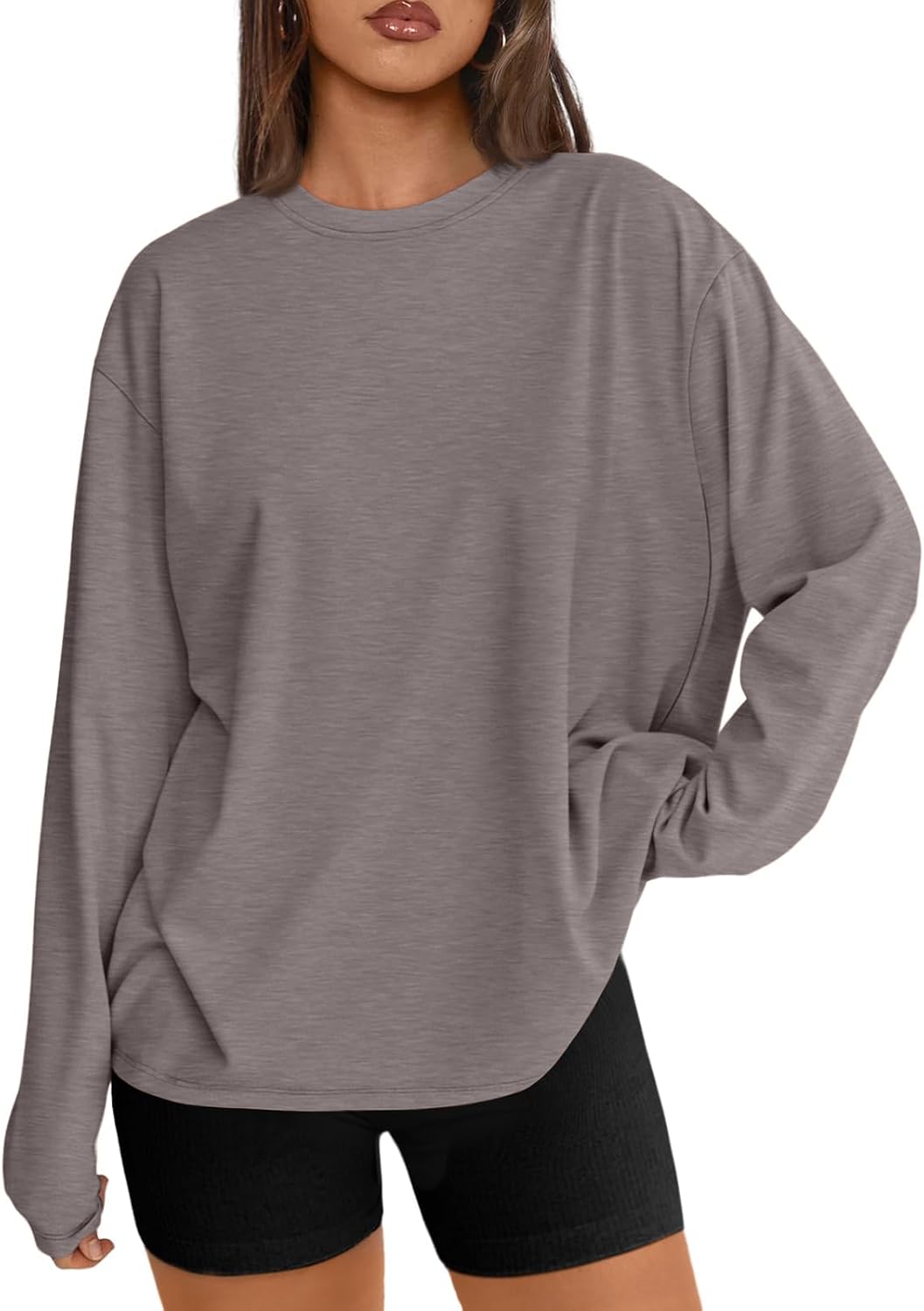 Trendy Queen Womens Oversized Long Sleeve Shirts Fall Tops 2026 Basic Tee