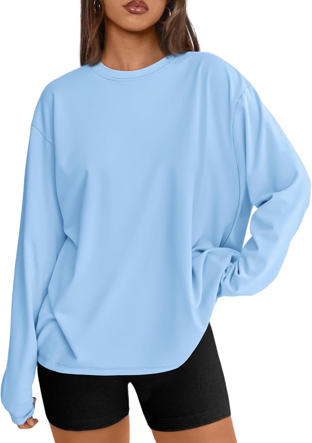 Trendy Queen Womens Oversized Long Sleeve Shirts Fall Tops 2026 Basic Tee