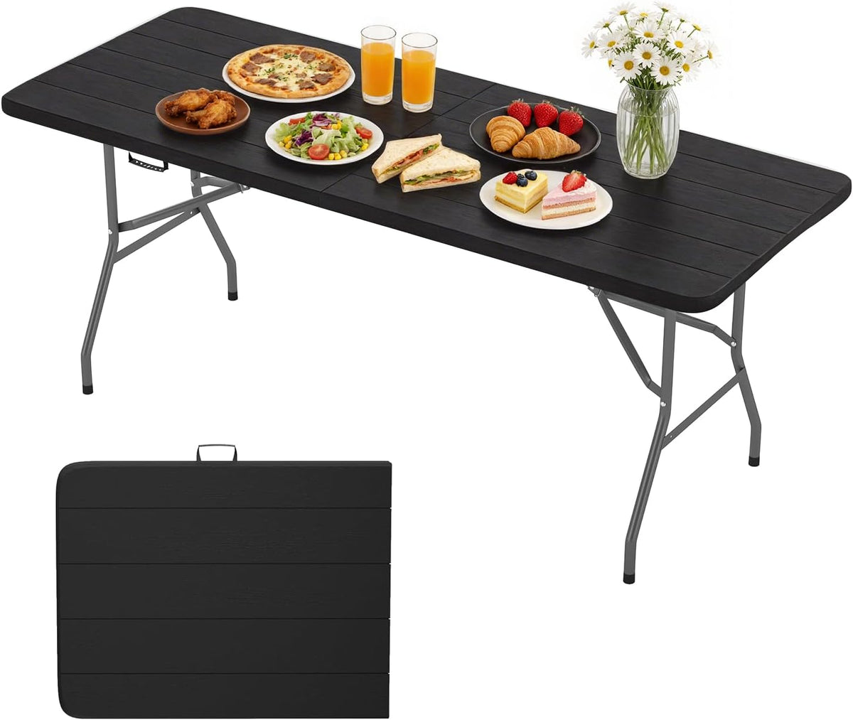 BestOffice | 6FT Folding Table | Black | Portable Plastic Table Father Jim Norris notebooks