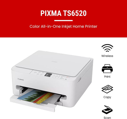 Canon PIXMA TS6520 Wireless Color Inkjet Printer, Duplex Printing, Copier/Scanner, 1.42" OLED Display, Compact, White Father Jim Norris notebooks