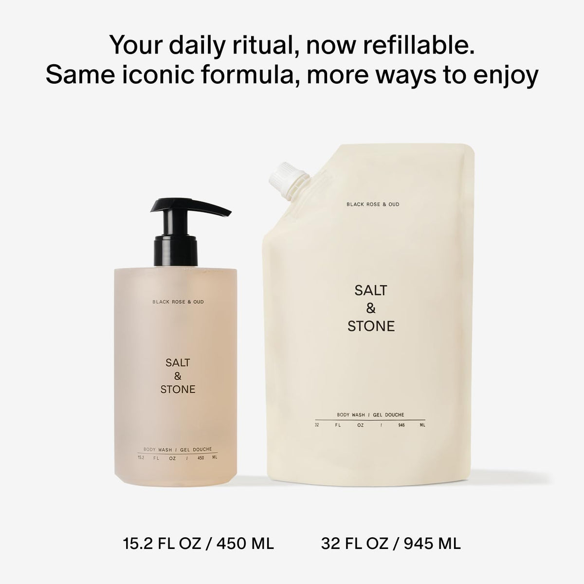 Salt & Stone Body Wash for Women & Men, Bergamot & Hinoki 15.2 fl oz