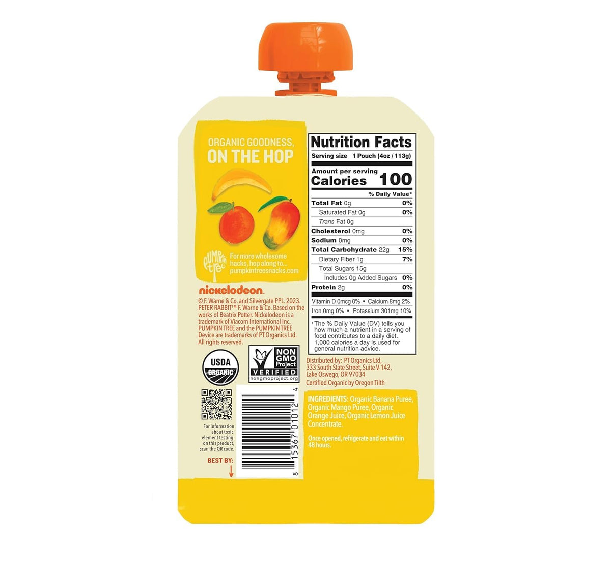 Pumpkin Tree Peter Rabbit Organics Strawberry and Banana Pure Fruit Snack, 4 Ounce (Pack of 10)