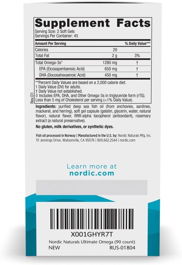 Nordic Naturals Ultimate Omega, 1280mg Omega-3 Fish Oil, Lemon - 90 Count Father Jim Norris notebooks