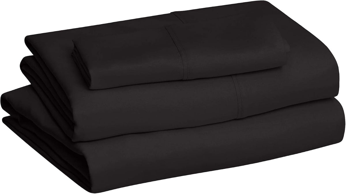 Amazon Basics Lightweight Super Soft Breathable Wrinkle-Resistant Microfiber 4-Piece Bed Sheet Set