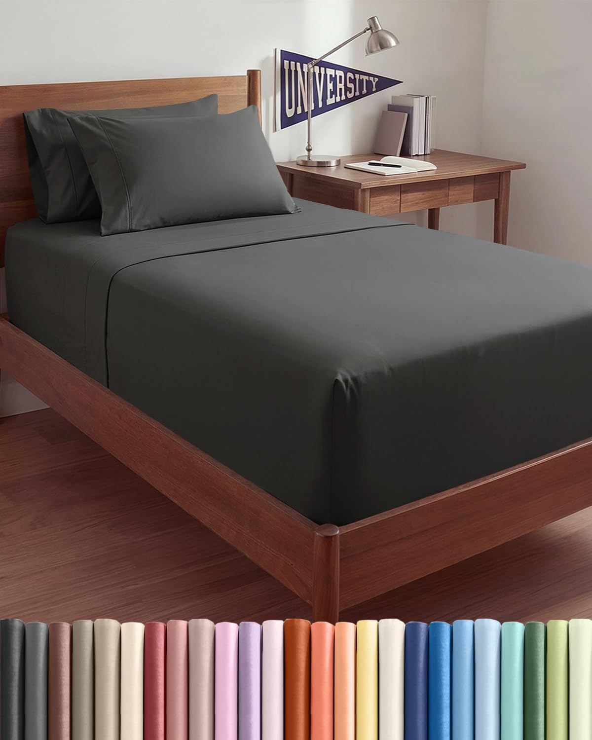 CGK Extra Deep Twin XL Sheet Set - 4pc College Dorm Room - Coral