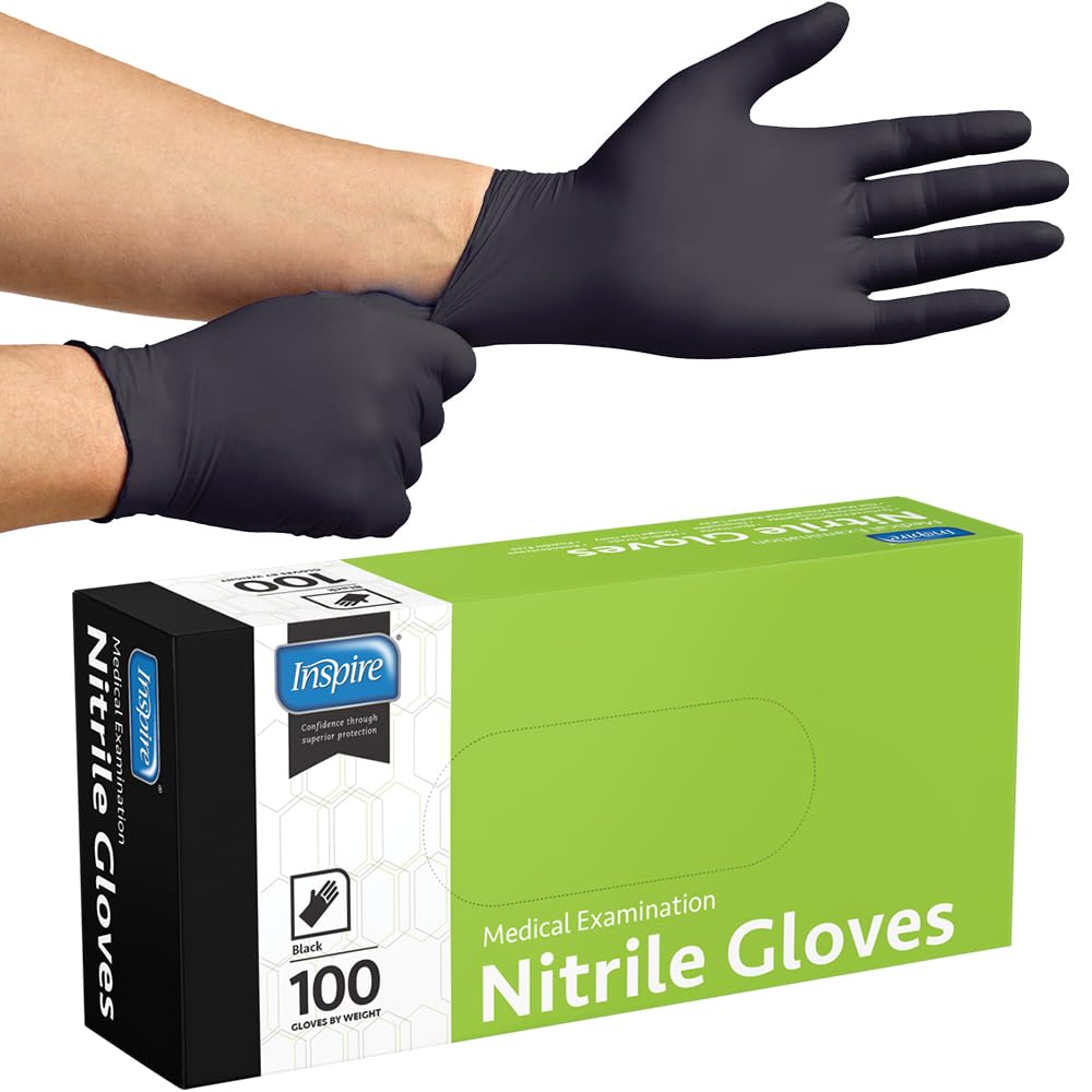 Inspire Black Nitrile Disposable Gloves | 4.5 Nitrile Disposable Safety Medical Cooking Cleaning Gloves Father Jim Norris notebooks