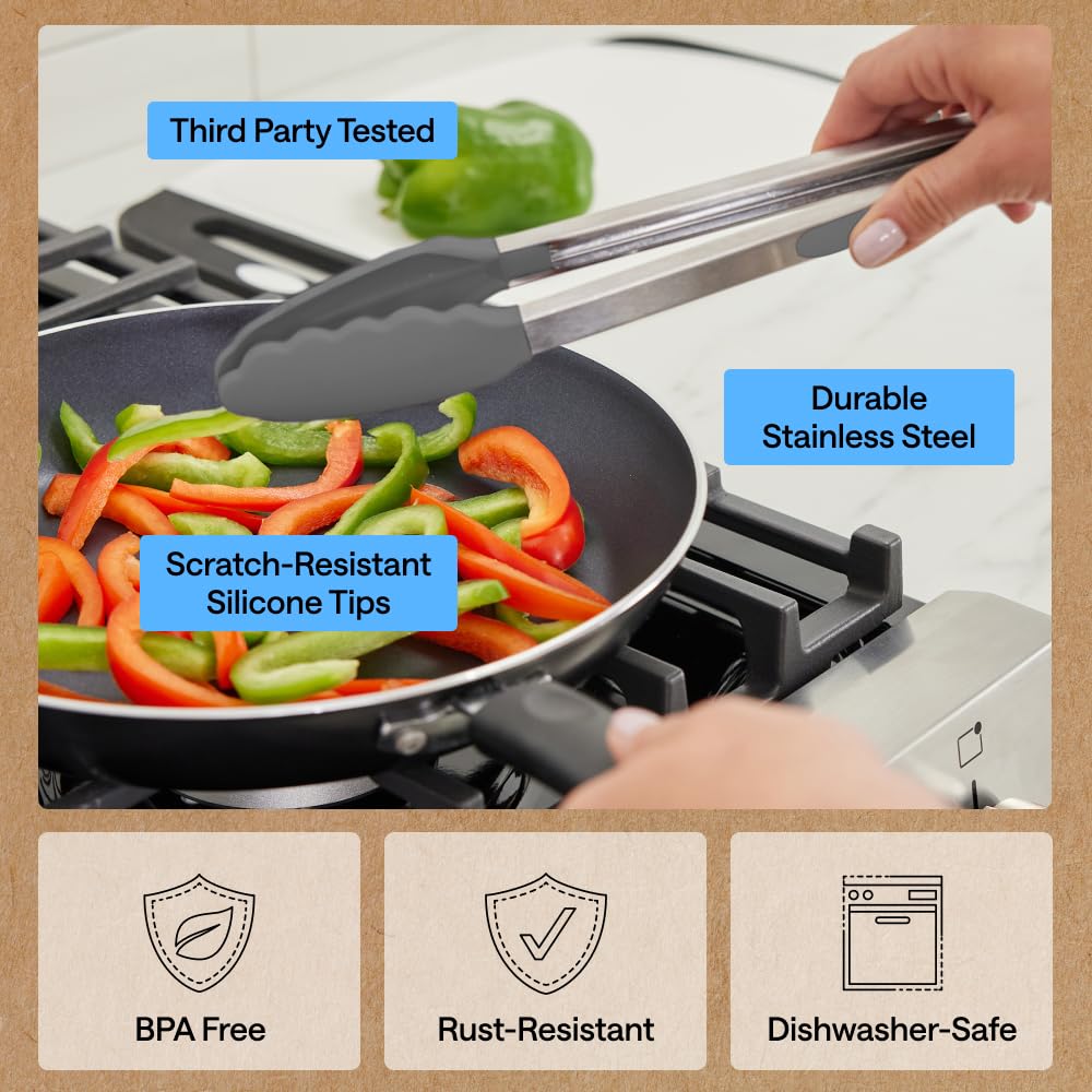 GORILLA GRIP Stainless Steel Kitchen Tongs for Cooking, 2 PK, Turquoise Father Jim Norris notebooks