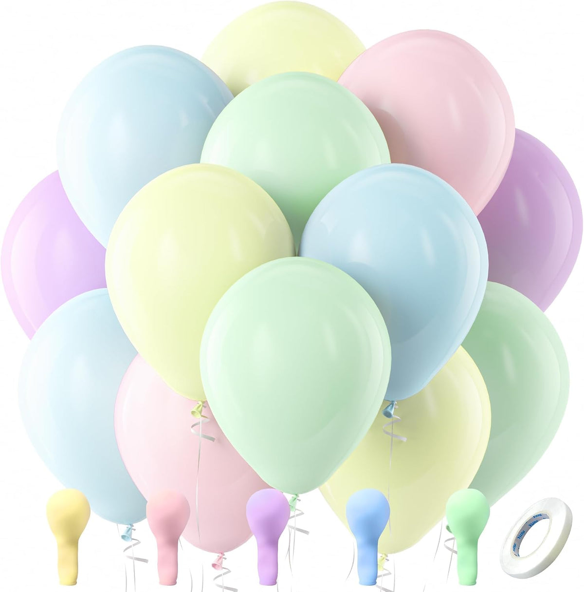 Bezente Assorted Latex Rainbow Balloons 100 Pack 12 inch