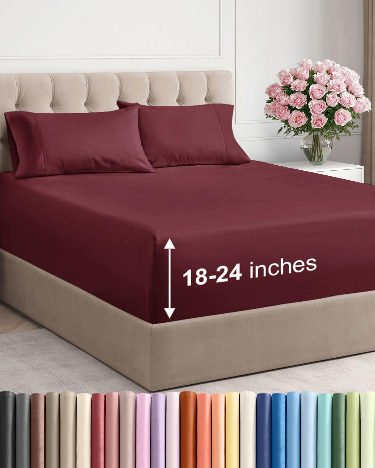 CGK Extra Deep Twin XL Sheet Set - 4pc College Dorm Room - Coral