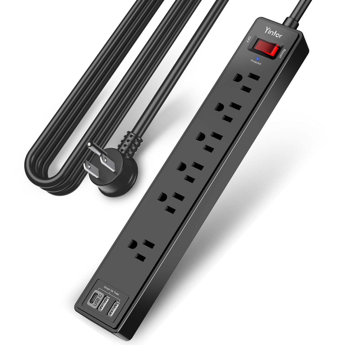 Yintar 6Ft Surge Protector Power Strip with 6 Outlets & 3 USB Ports, Black Father Jim Norris notebooks