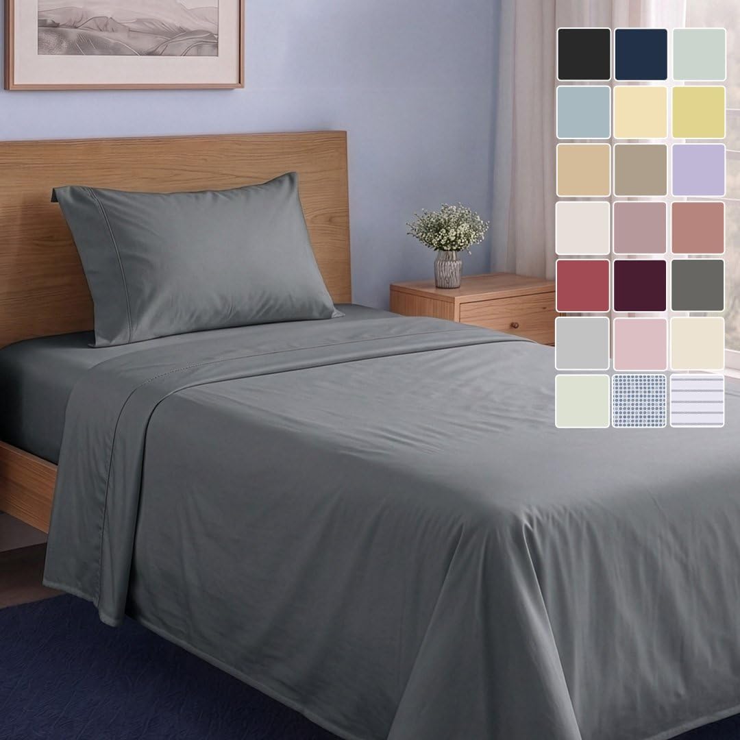 LANE LINEN California King Sheets 100% Organic Cotton 4pc Percale - White