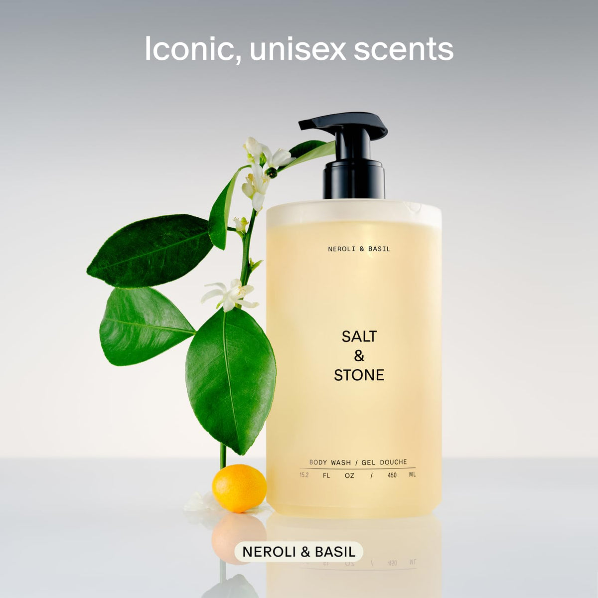 Salt & Stone Body Wash for Women & Men, Bergamot & Hinoki 15.2 fl oz