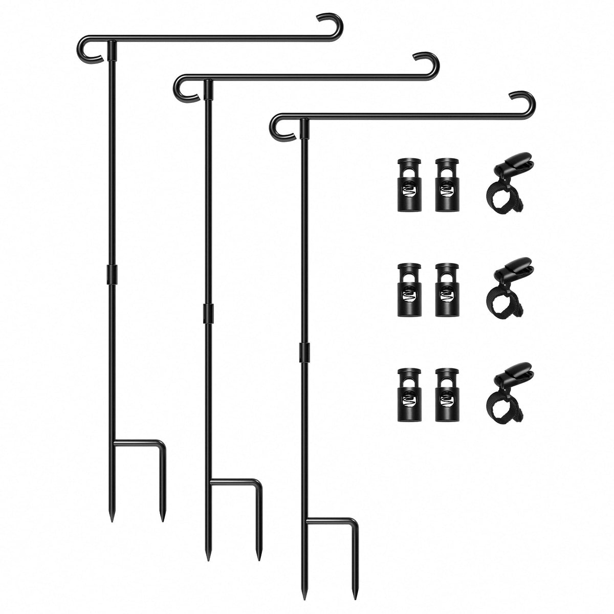 HOOSUN Garden Flag Stand,Premium Garden Flag Holder Pole Metal Powder-Coated Weather-Proof Paint with Graden Flag Clip and Spring Stoppers Without Flag Garden Decorations Father Jim Norris notebooks