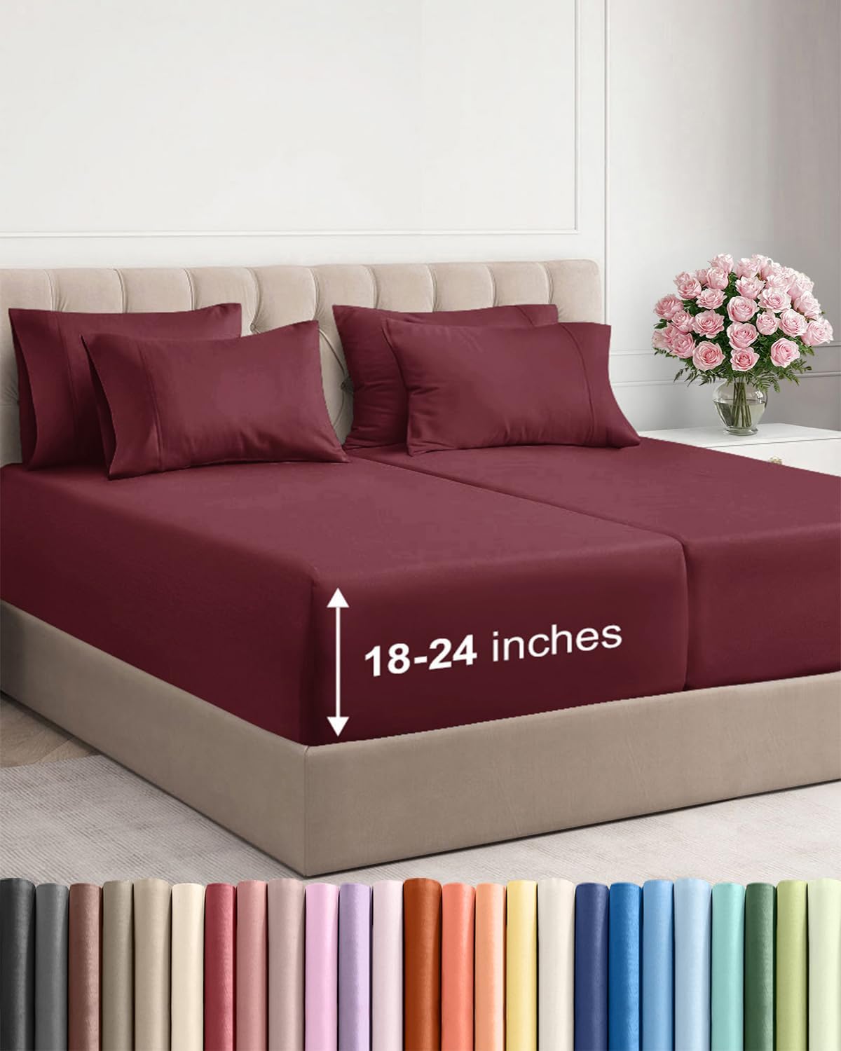 CGK Extra Deep Twin XL Sheet Set - 4pc College Dorm Room - Coral