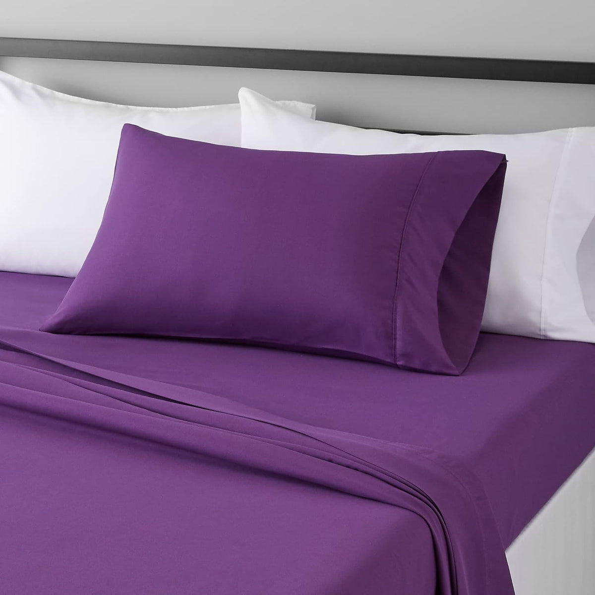 Amazon Basics Lightweight Super Soft Breathable Wrinkle-Resistant Microfiber 4-Piece Bed Sheet Set