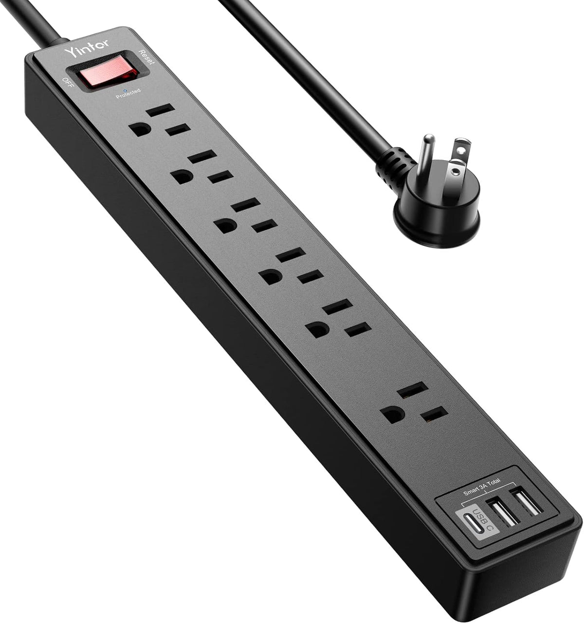 Yintar 6Ft Surge Protector Power Strip with 6 Outlets & 3 USB Ports, Black Father Jim Norris notebooks