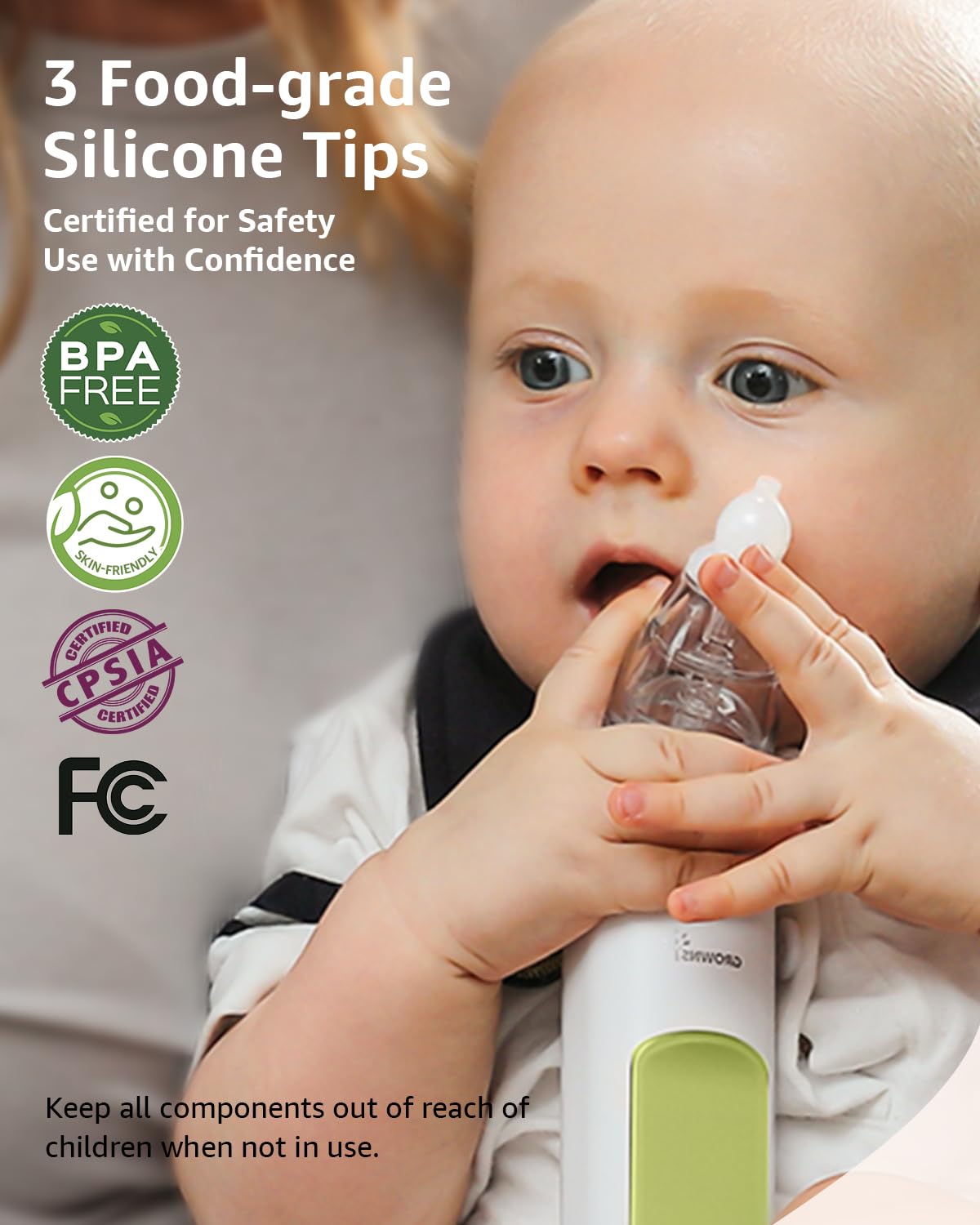 GROWNSY Baby Nasal Aspirator, Electric Nose Sucker, Powerful Suction,Grey