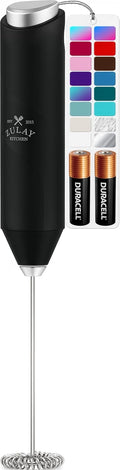 Zulay Kitchen Powerful Milk Frother Wand With Duracell Batteries - Ultra Fast Handheld Drink Mixer - Electric Whisk Foam Maker for Coffee, Lattes, Cappuccino & Matcha - Triple Whisk - Queen Turquoise