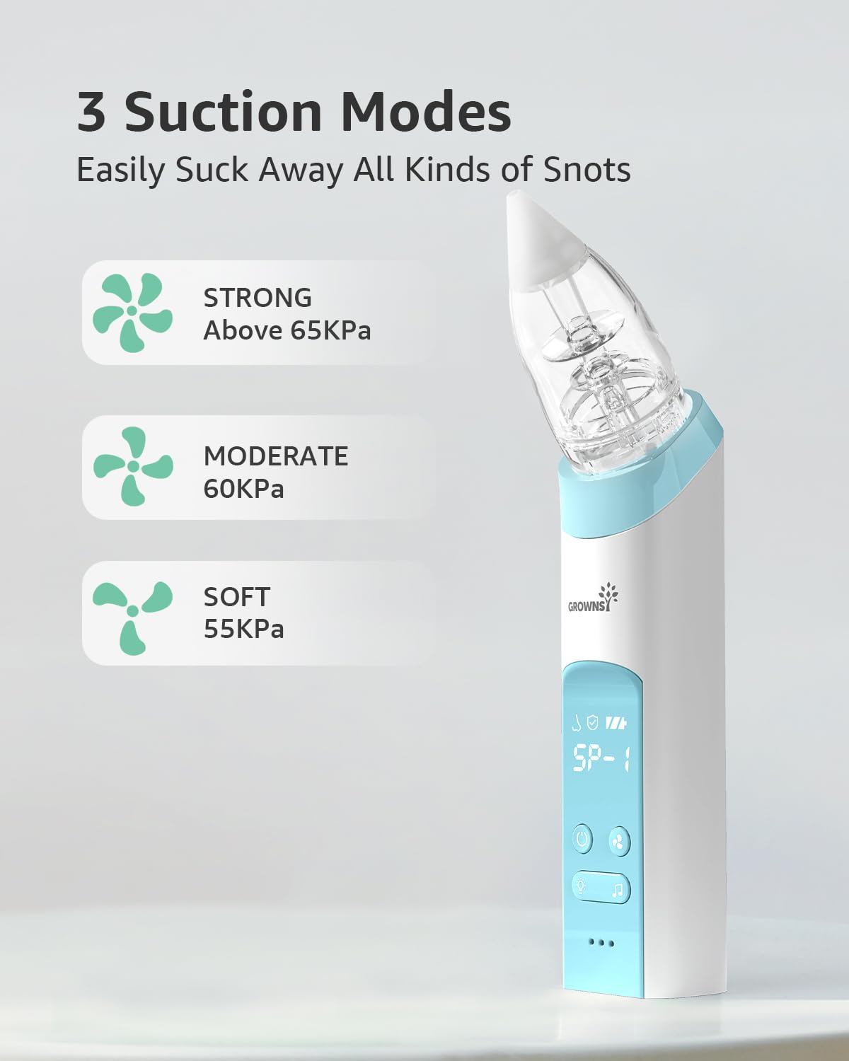 GROWNSY Baby Nasal Aspirator, Electric Nose Sucker, Powerful Suction,Grey