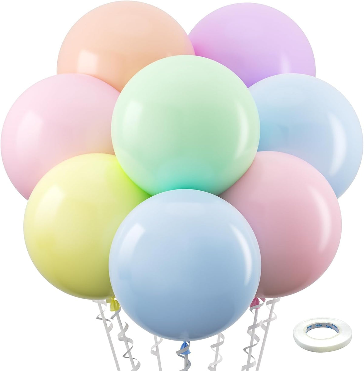Bezente Assorted Latex Rainbow Balloons 100 Pack 12 inch