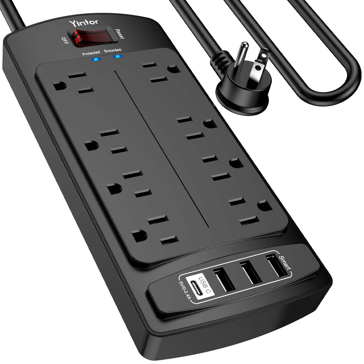 Yintar 6Ft Surge Protector Power Strip with 6 Outlets & 3 USB Ports, Black Father Jim Norris notebooks