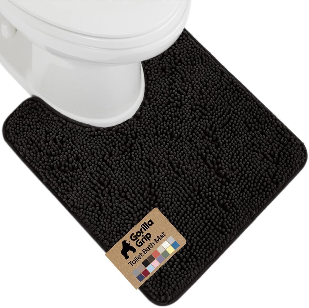 GORILLA GRIP Bath Rug Mat for Bathroom, Absorbent Chenille, 24x17 Gray