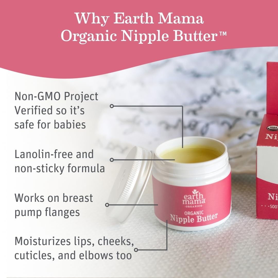 Earth Mama Organic Nipple Butter, Lanolin-Free Breastfeeding Cream, 2 fl oz