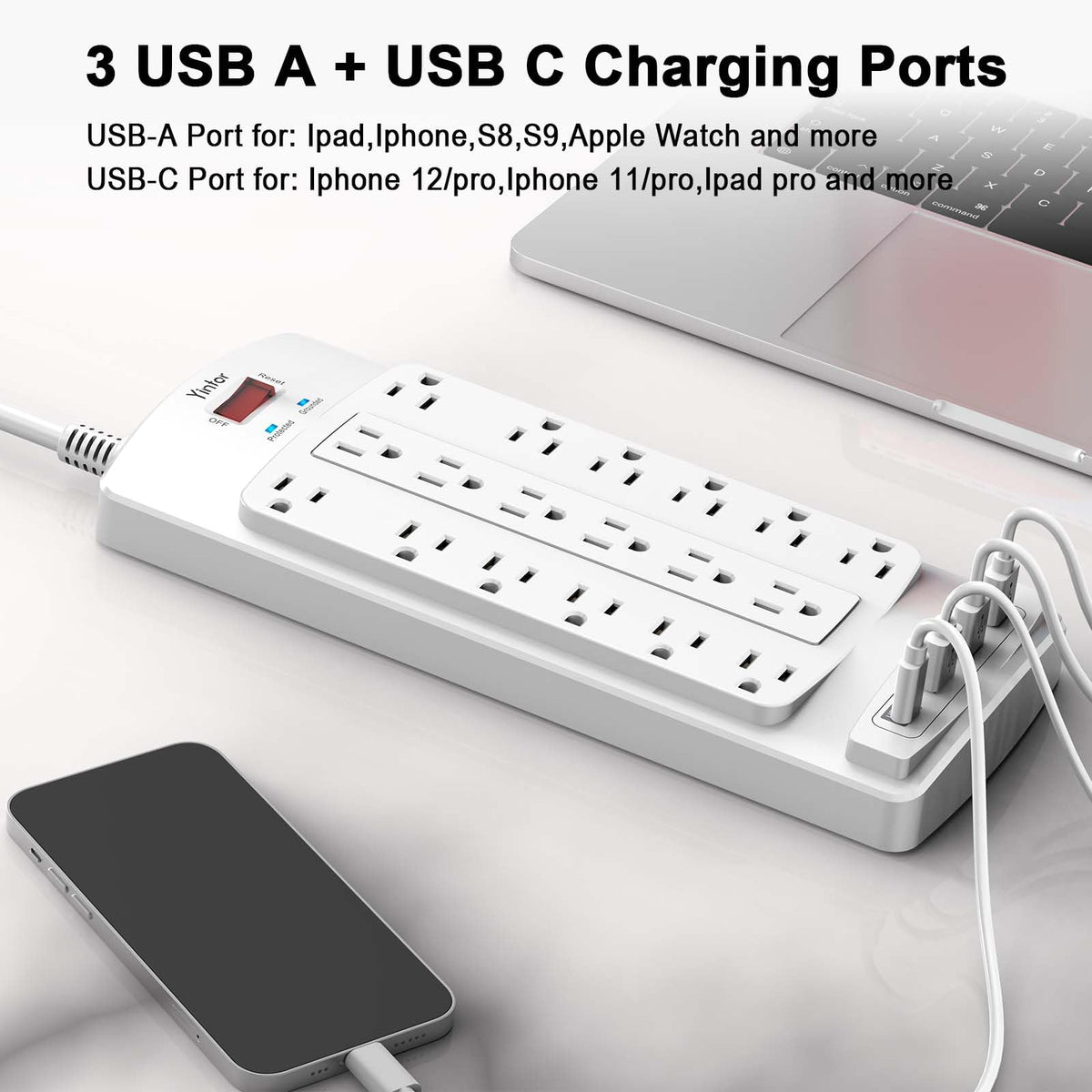 Yintar 6Ft Surge Protector Power Strip with 6 Outlets & 3 USB Ports, Black Father Jim Norris notebooks