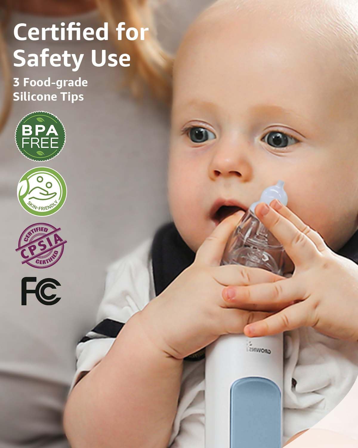 GROWNSY Baby Nasal Aspirator, Electric Nose Sucker, Powerful Suction,Grey