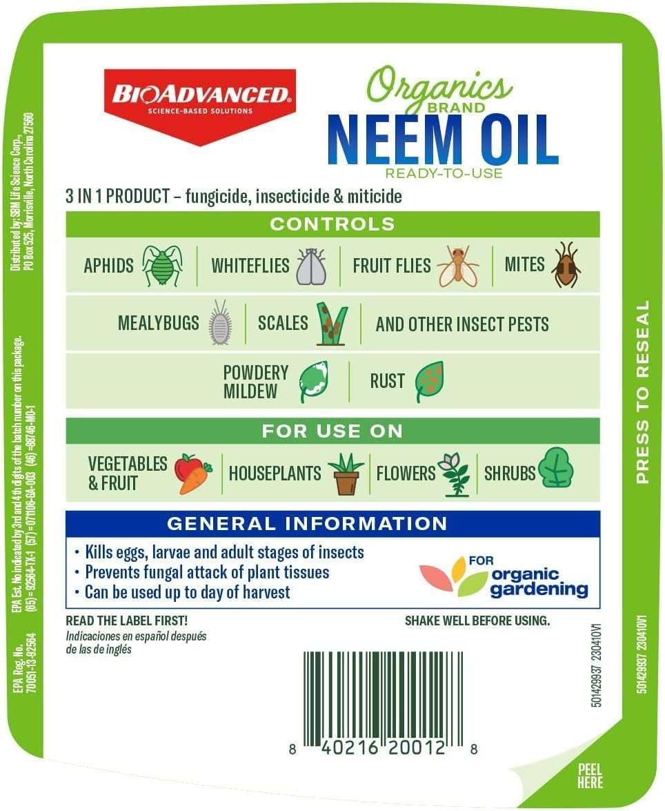 BioAdvanced Organics Brand Neem Oil Spray - 24 fl oz Father Jim Norris notebooks
