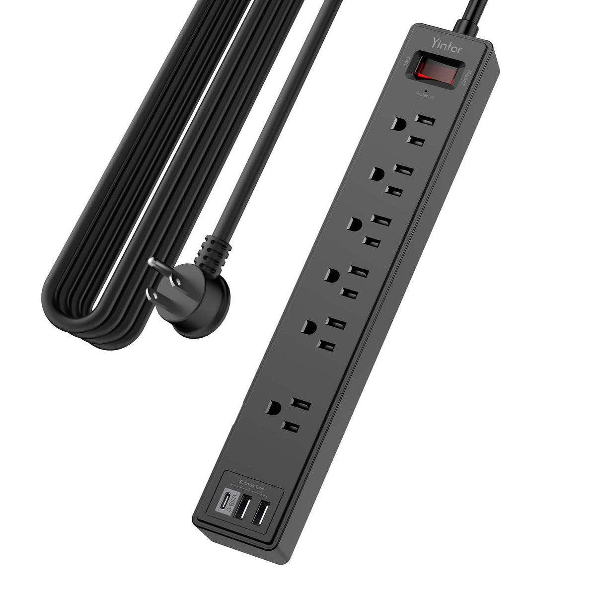 Yintar 6Ft Surge Protector Power Strip with 6 Outlets & 3 USB Ports, Black Father Jim Norris notebooks