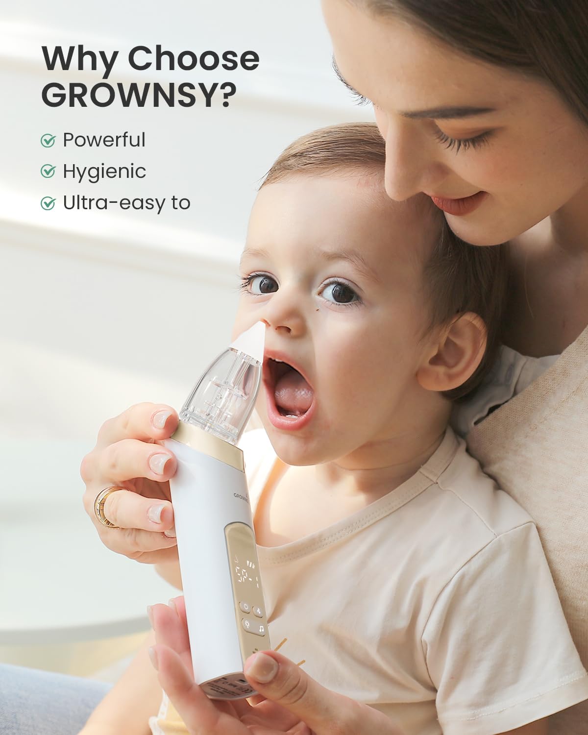 GROWNSY Baby Nasal Aspirator, Electric Nose Sucker, Powerful Suction,Grey