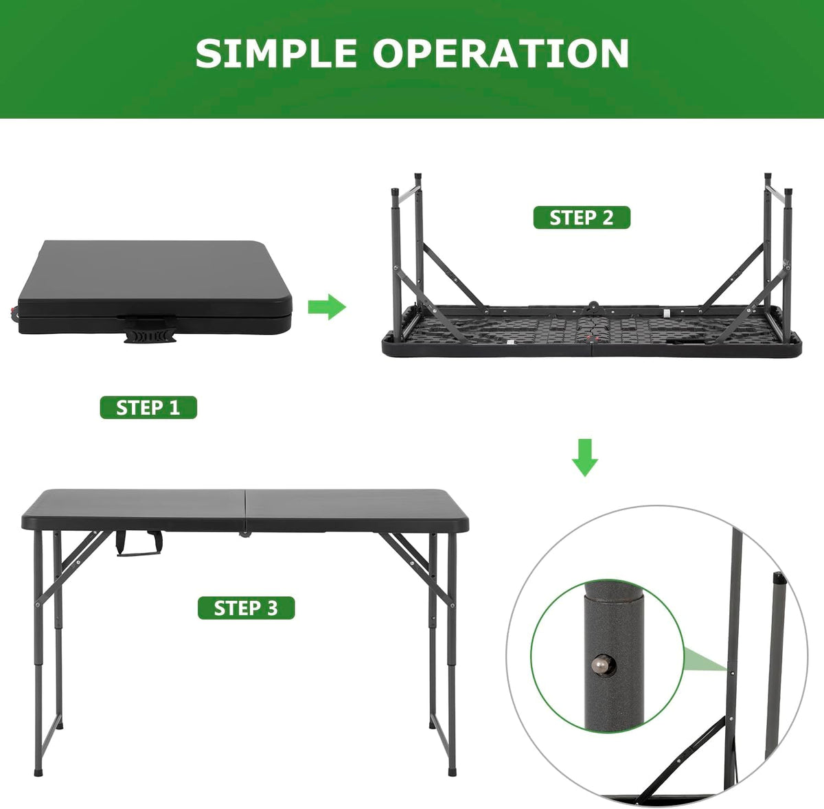 BestOffice | 6FT Folding Table | Black | Portable Plastic Table Father Jim Norris notebooks