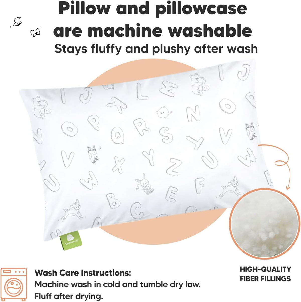Toddler Pillow with Pillowcase, 13x18 My Little Dreamy Pillow (ABC Land)