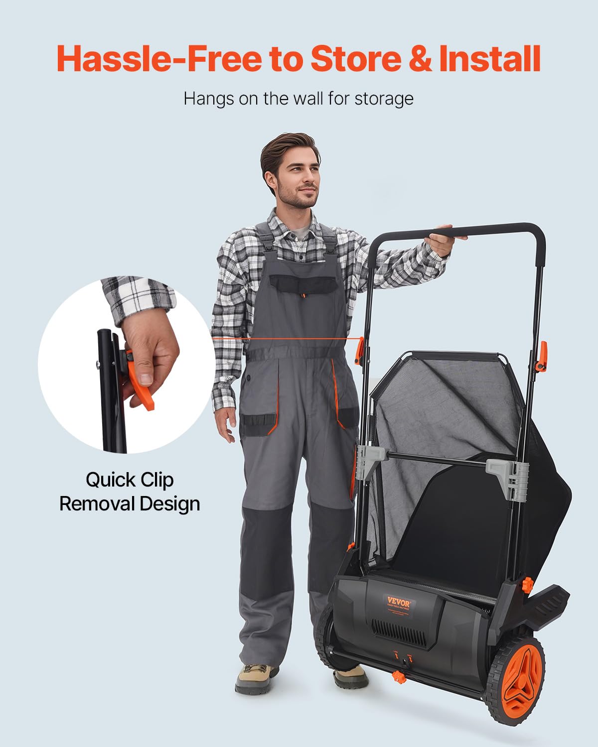 VEVOR Push Lawn Sweeper 26 in Leaf & Grass Collector 7 cu. ft. Hopper Bag Father Jim Norris notebooks