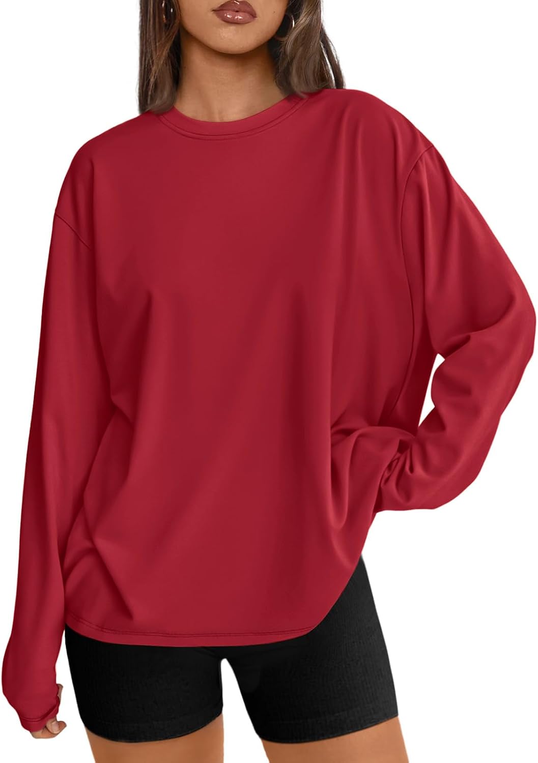 Trendy Queen Womens Oversized Long Sleeve Shirts Fall Tops 2026 Basic Tee