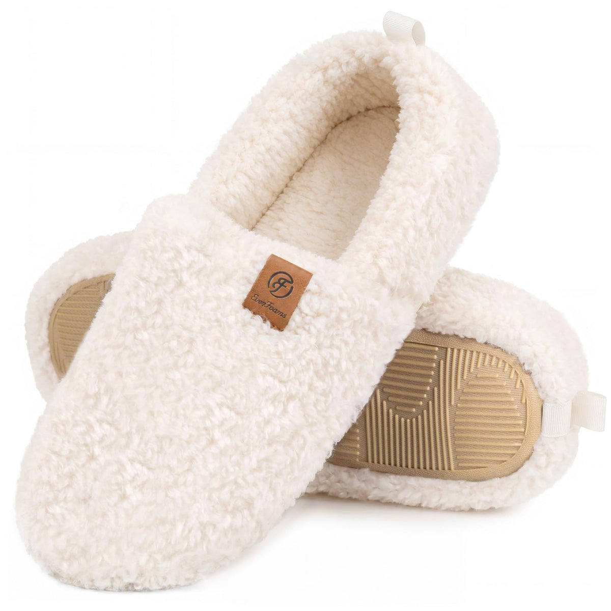 EverFoams Women’s Soft Curly Slippers Memory Foam Lightweight House Shoes